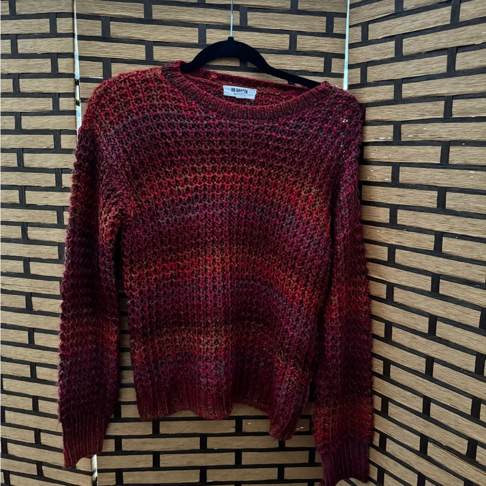 Knit Sweater Cozy BB Dakota Steve Madden Vibrant Red/Burgundy Fall Tones